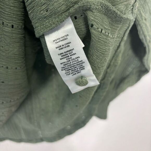 Frye Green Embroidered Patterned V Neck Long Sleeve Blouse Top Size Medium - Picture 6 of 6